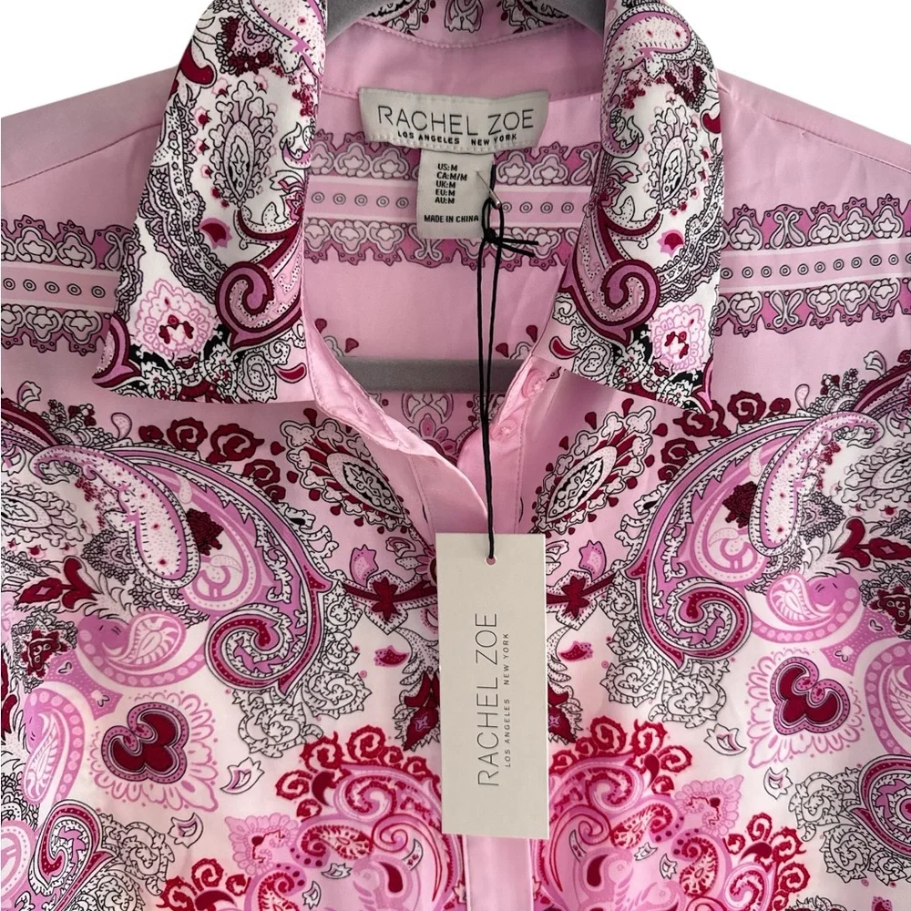 Rachel Zoe Pink and White Paisley Blouse - Picture 2 of 6